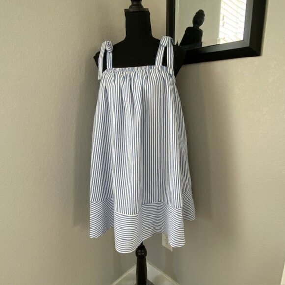 NWT English Factory Amelia Blue Stripe Tie Mini Dress Small - Picture 2 of 14